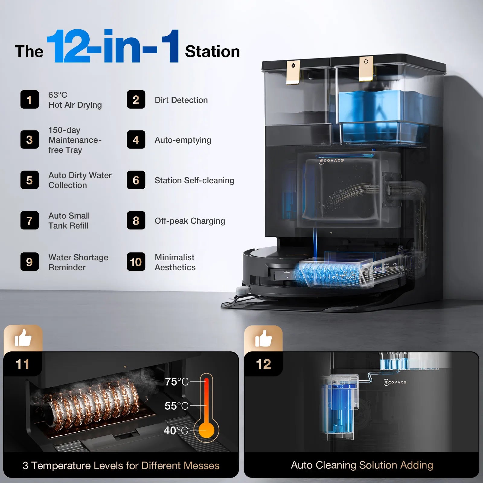 Ecovacs DEEBOT X8 PRO OMNI 18000PA Self-Empty Robot Vacuum & Mop