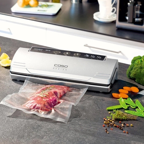 Caso Vacuum Sealer VC10, food remains vacuumed up to 8x longer fresh, 30cm long & stable weld, including 10 professional foil bags, 110W. Caso Design Product