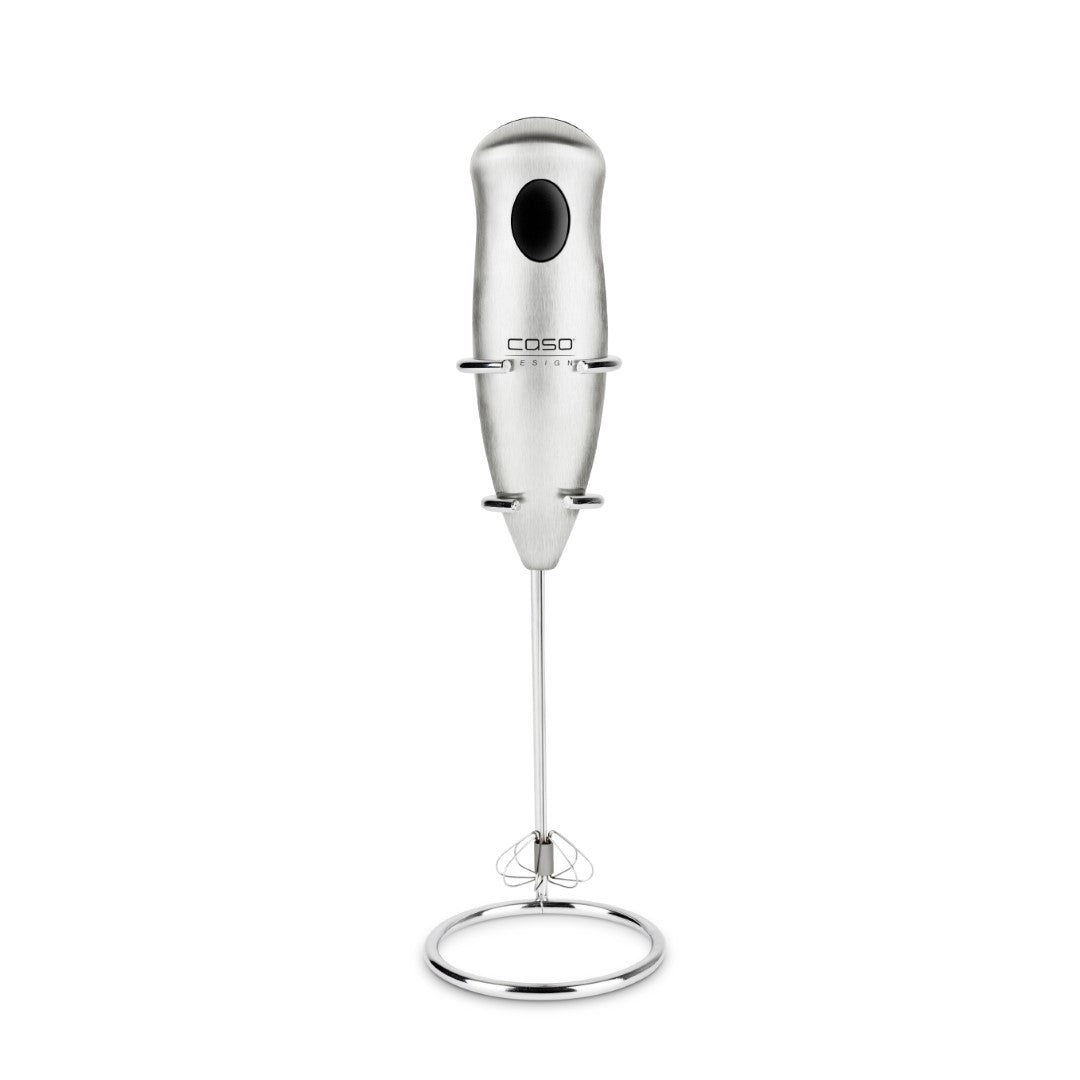 Caso Milk Frother With Stand (Stainless Steel) , easy cleaning , High rotational speed for fast frothing of milk and milkshakes, milk frother with stainless steel spring. Caso Design Product
