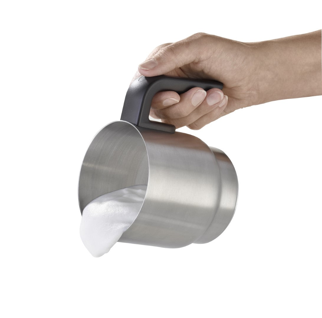 Caso Crema & Choco Inox Milk Frother With S.S Container, easy to clean, Automatic switch-off or manual stop, High-quality stainless steel housing with heat-insulating handle. Caso Design Product