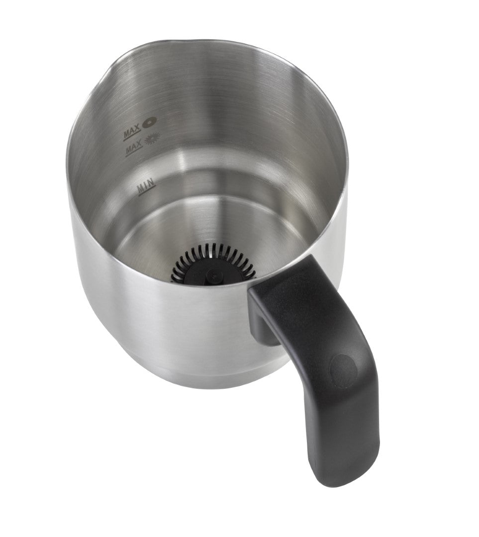 Caso Crema & Choco Inox Milk Frother With S.S Container, easy to clean, Automatic switch-off or manual stop, High-quality stainless steel housing with heat-insulating handle. Caso Design Product