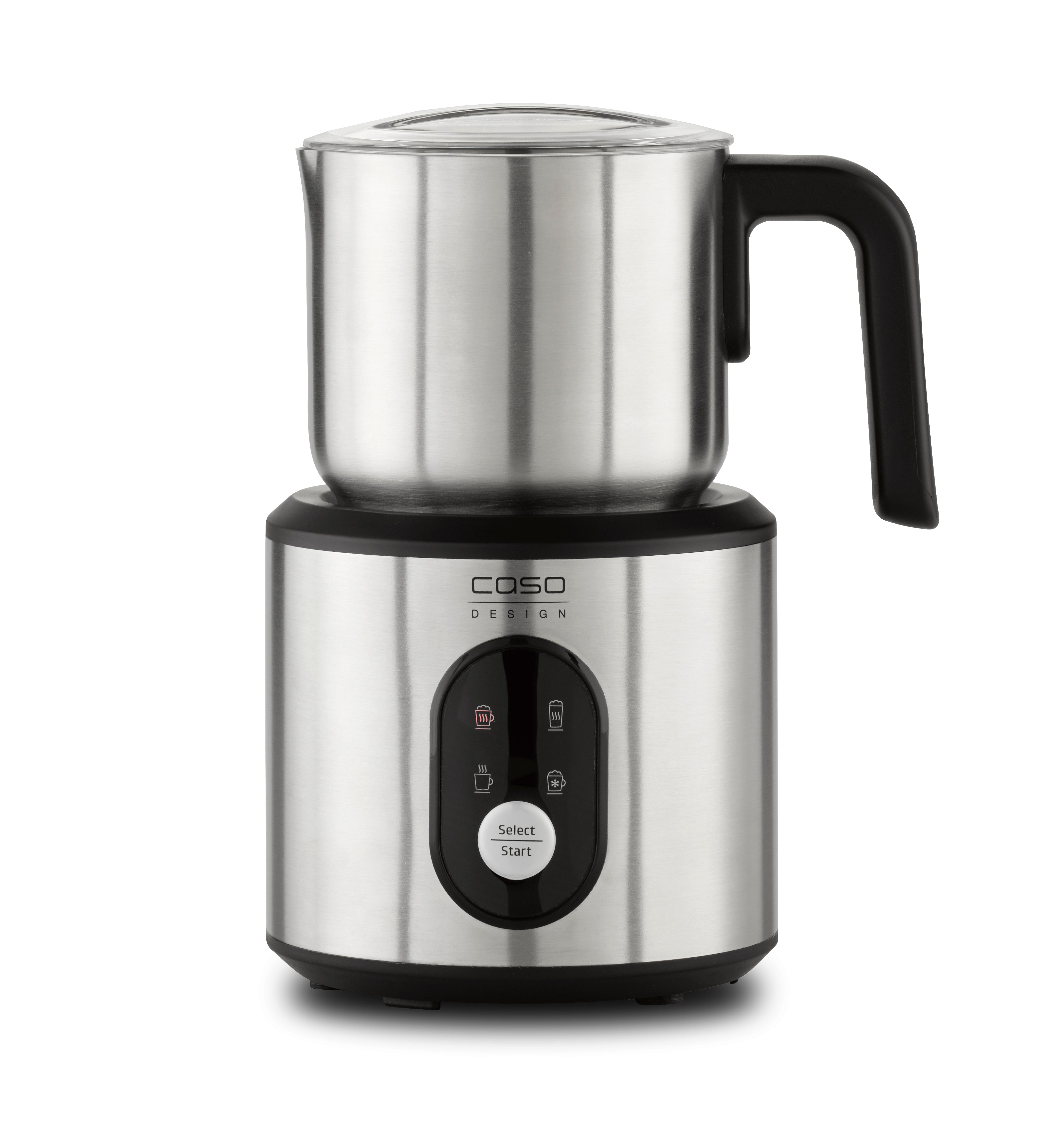 Caso Crema & Choco Inox Milk Frother With S.S Container, easy to clean, Automatic switch-off or manual stop, High-quality stainless steel housing with heat-insulating handle. Caso Design Product