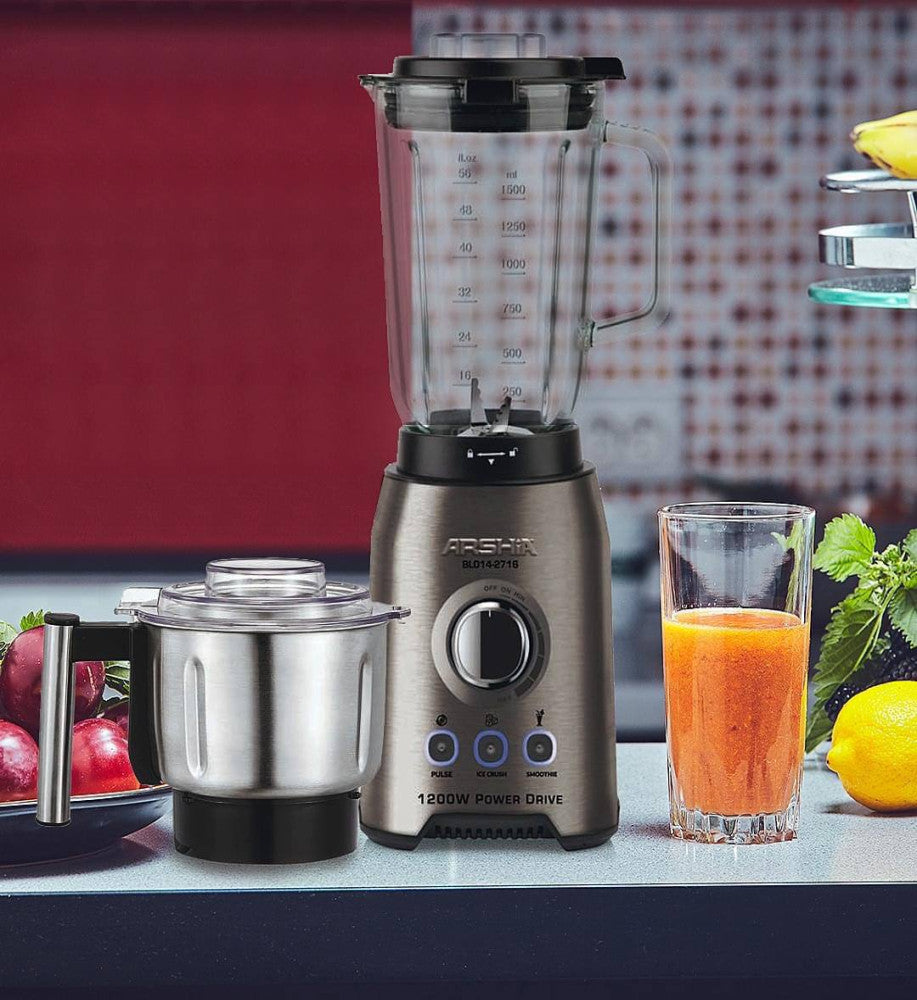Arshia Premium Table Blender With Glass Jar And Grinder , 1200W