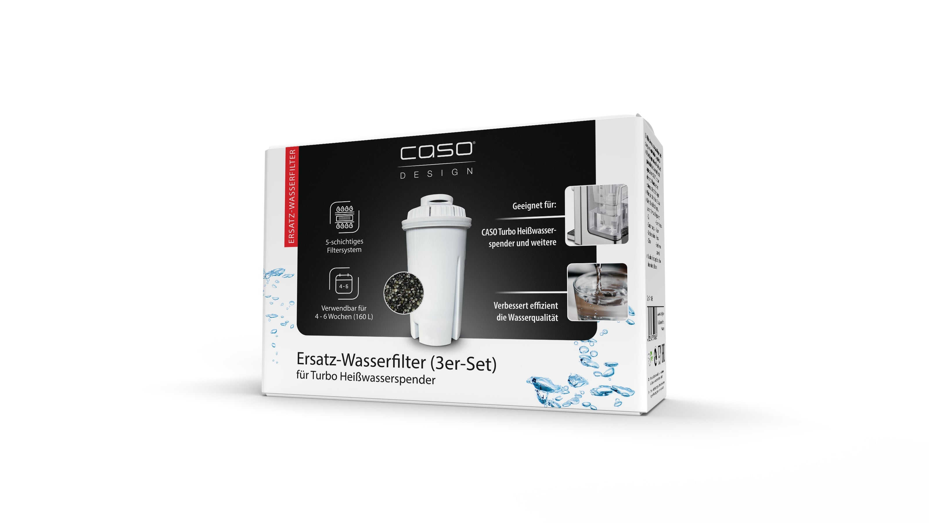 Caso Water Filter, 3 Pcs Set, BPA-Free, 5 Layer filtration principle, usable for 4-6 weeks(filter capacity:160 L). Caso Design Product