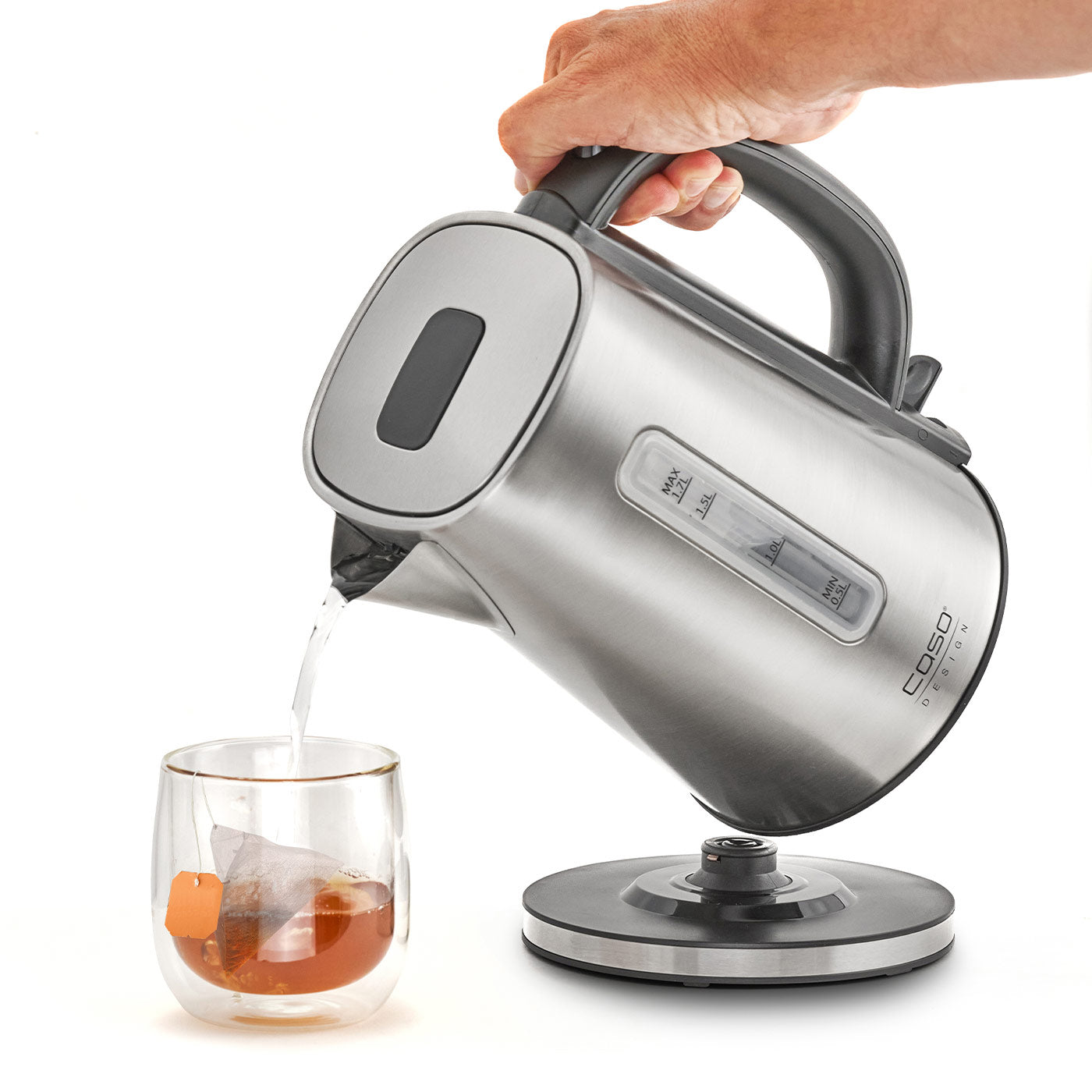 Caso Classico Kettle, 2200W, Housing and interior made of high-quality, tasteless, dimensionally stable and rustproof stainless steel, Overheating Protection, 1.7L up to 7 Cups. Caso Design Product