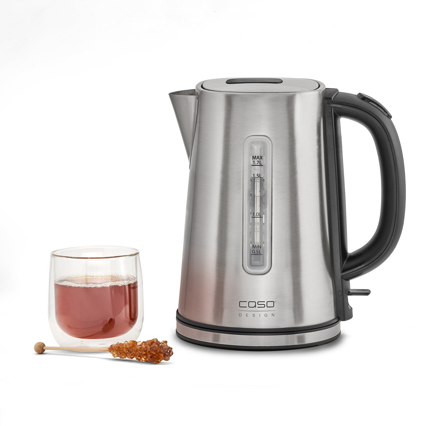 Caso Classico Kettle, 2200W, Housing and interior made of high-quality, tasteless, dimensionally stable and rustproof stainless steel, Overheating Protection, 1.7L up to 7 Cups. Caso Design Product
