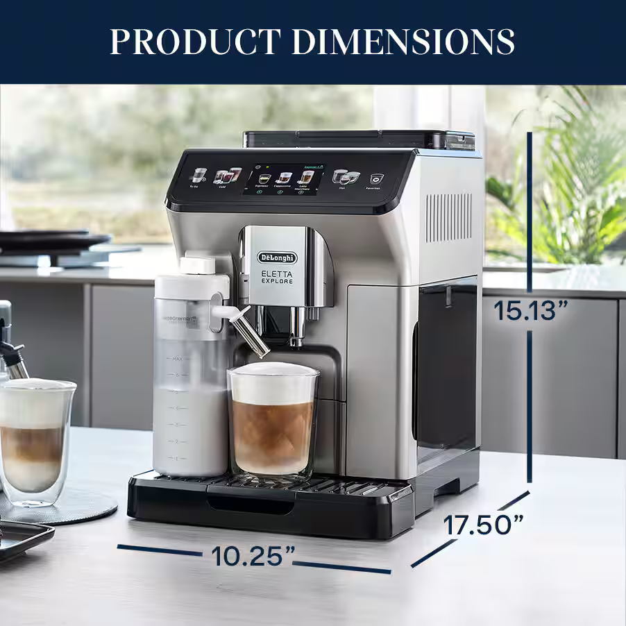 Delonghi Premium Espresso Machine 19-bar 1.8L capacity 1450W with Coffee Grinder and Milk Tank