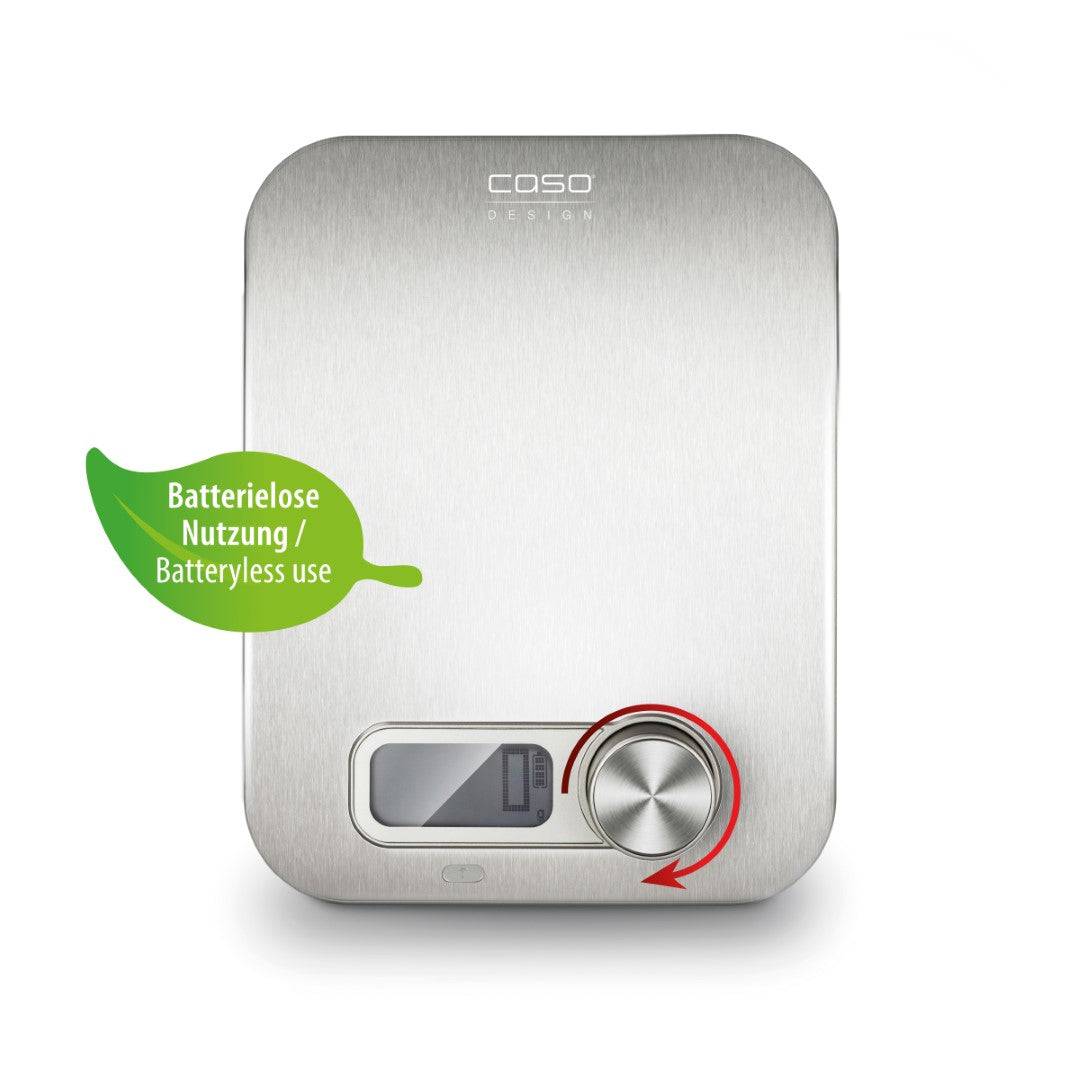 Caso Manual Energy Kitchen Scale, Brushed Stainless Steel, Digital Display. Caso Design Product