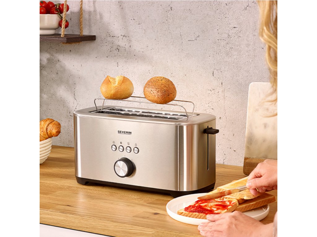 Severin Toaster 42 Cm Silver, 4 Slices, Also For Xxl-Bread / Toast
