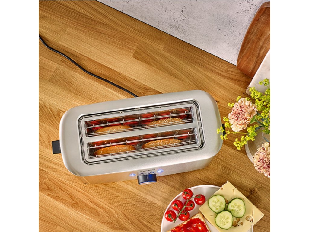 Severin Toaster 42 Cm Silver, 4 Slices, Also For Xxl-Bread / Toast