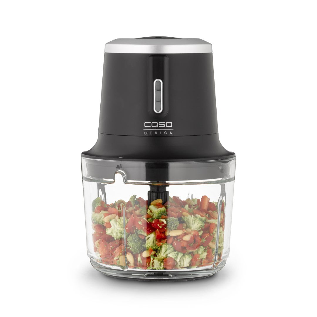Caso Chop & Go Cordless Chopper, 200W, 1 Liter, Up to 60 Mins Runtime, 2300 RPM, Flexible and Ready to Use Anywhere, 4 stainless steel blades, Black. Caso Design Product