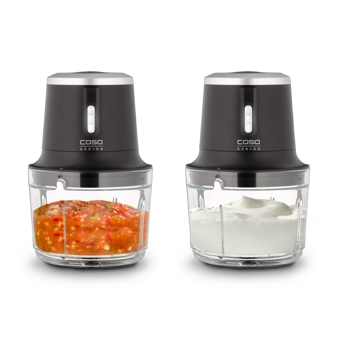 Caso Chop & Go Cordless Chopper, 200W, 1 Liter, Up to 60 Mins Runtime, 2300 RPM, Flexible and Ready to Use Anywhere, 4 stainless steel blades, Black. Caso Design Product