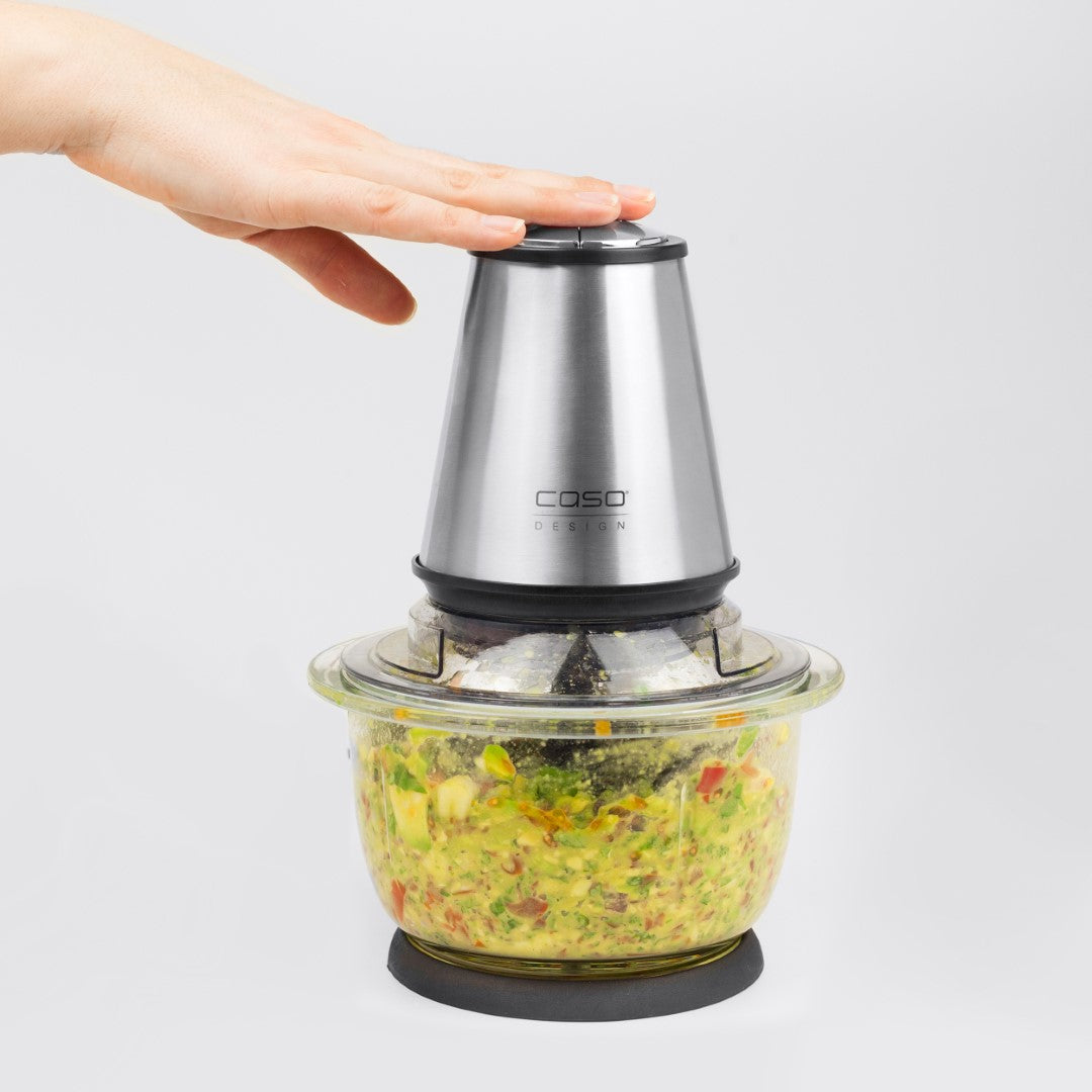 Caso Universal Glass Chopper, 400W, Heavy Duty Glass Container with 1.2 Liter Capacity, 4 Premium Stainless Steel Knives, Stainless Steel. Caso Design Product