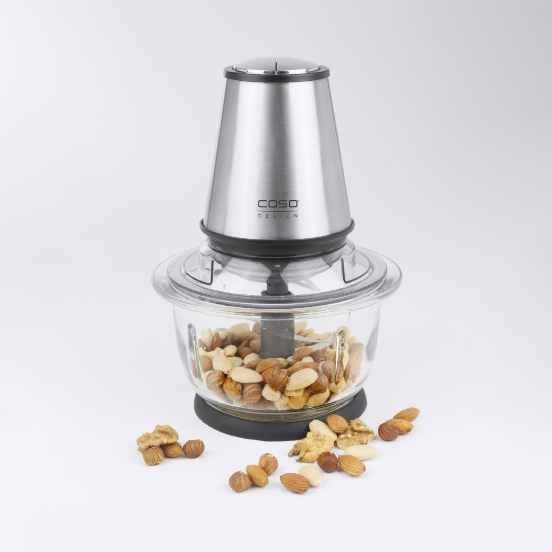 Caso Universal Glass Chopper, 400W, Heavy Duty Glass Container with 1.2 Liter Capacity, 4 Premium Stainless Steel Knives, Stainless Steel. Caso Design Product