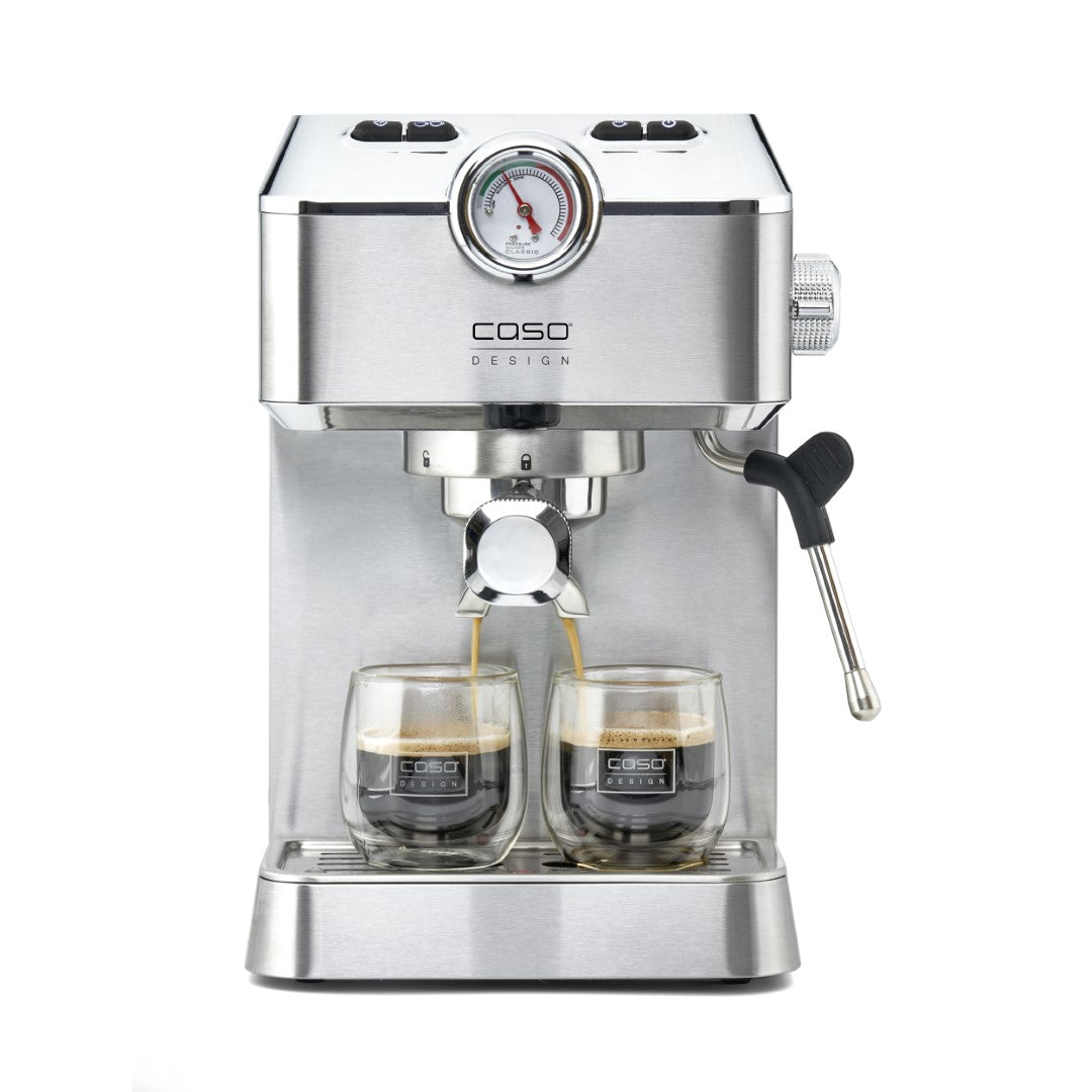 Caso Espresso Machine 19 Bar Ulka Pump, with milk frother, with cup heat plate, 1100W, 1.5 Liter. Caso Design Product