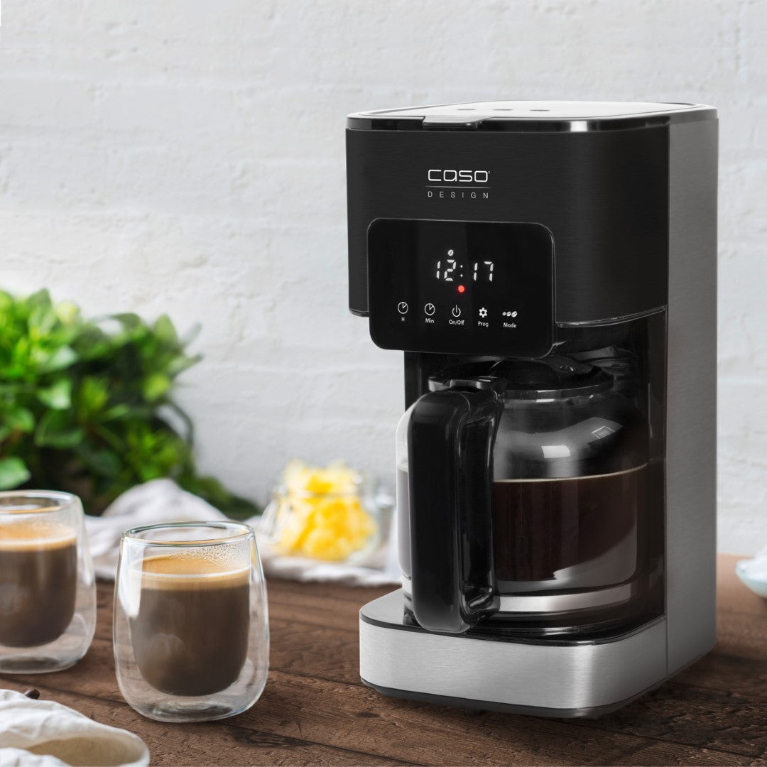 Caso American Coffee Maker, Up to 12 Cups of aromatic coffee , 900W, 17-hole brewing head for optimum moistening of the coffee powder, Removable filter basket for easy cleaning, Automatic Timer. Caso Design Product