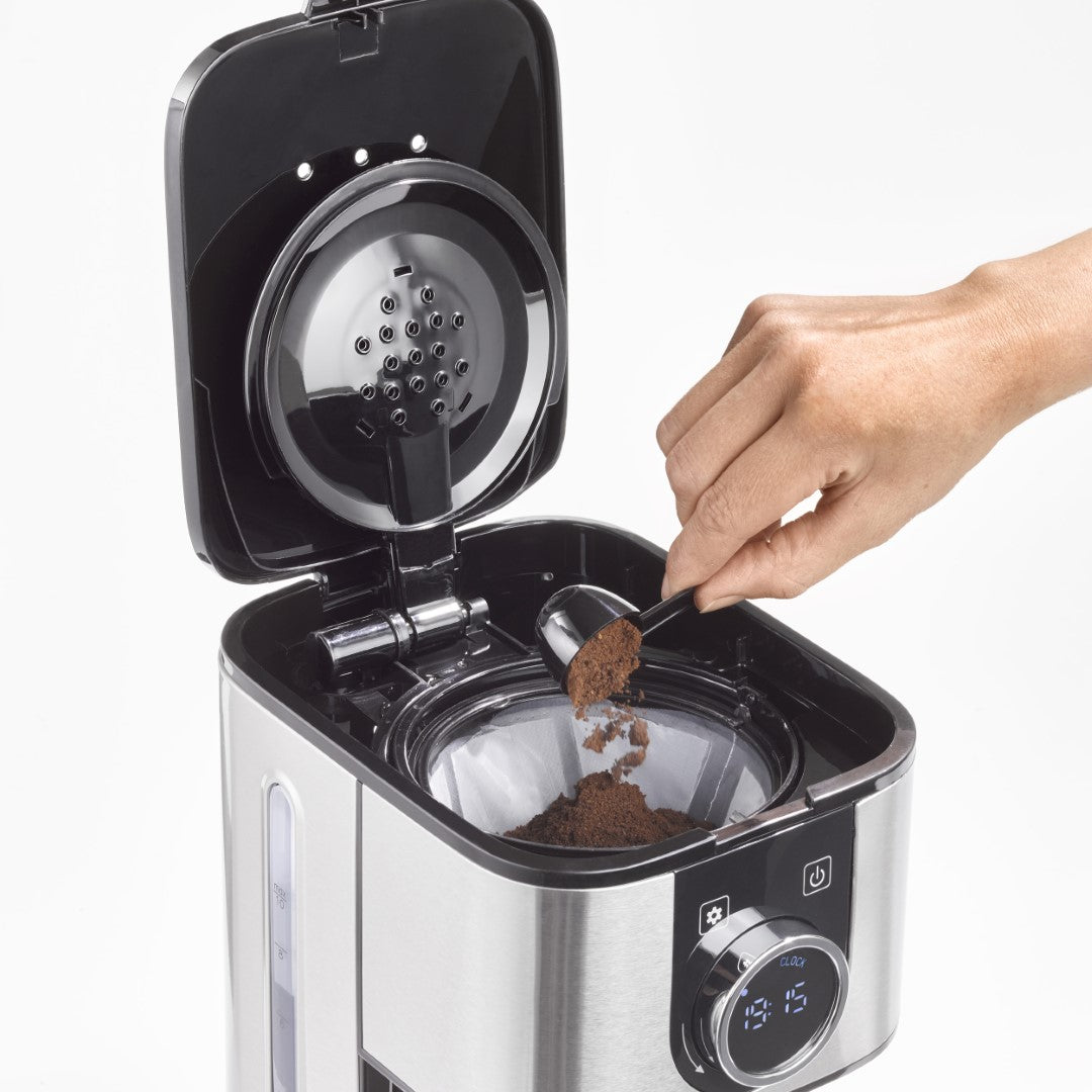 Caso American Coffee Maker With Insulated Jug, 900W, Timer Stainless steel with permanent Filter for 10 Cups, Stainless Steel and Black. Caso Design Product