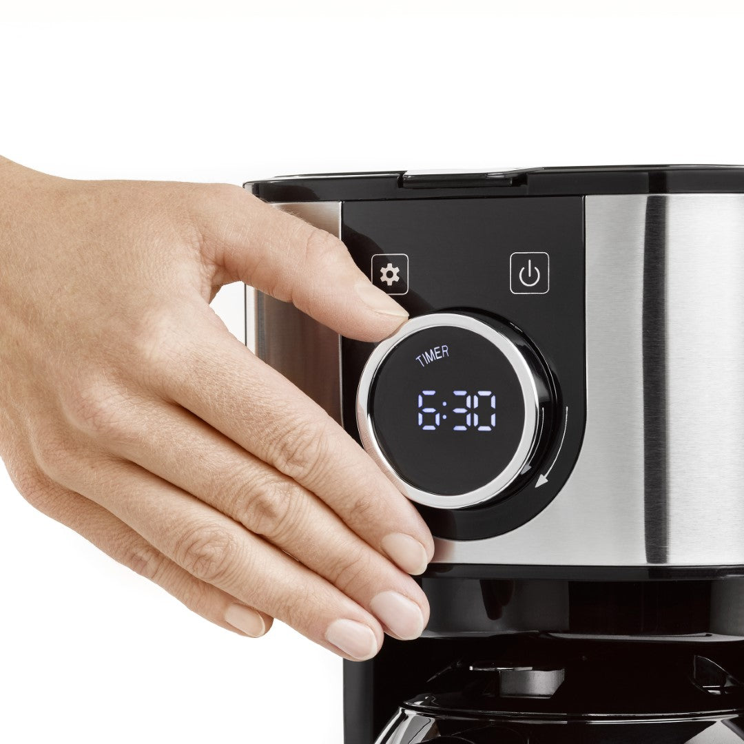 Caso American Coffee Maker With Insulated Jug, 900W, Timer Stainless steel with permanent Filter for 10 Cups, Stainless Steel and Black. Caso Design Product