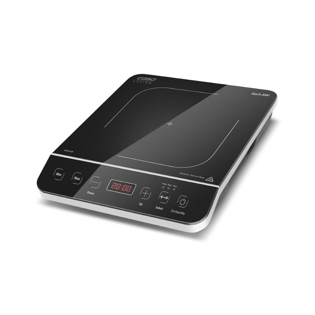 Caso Touch Mobile Single Induction Hob, 2000W, 10 power levels, 10 Temperature levels, Glass ceramic surface , Safe thanks to automatic pot detection, Fast and energy saving. Caso Design Product