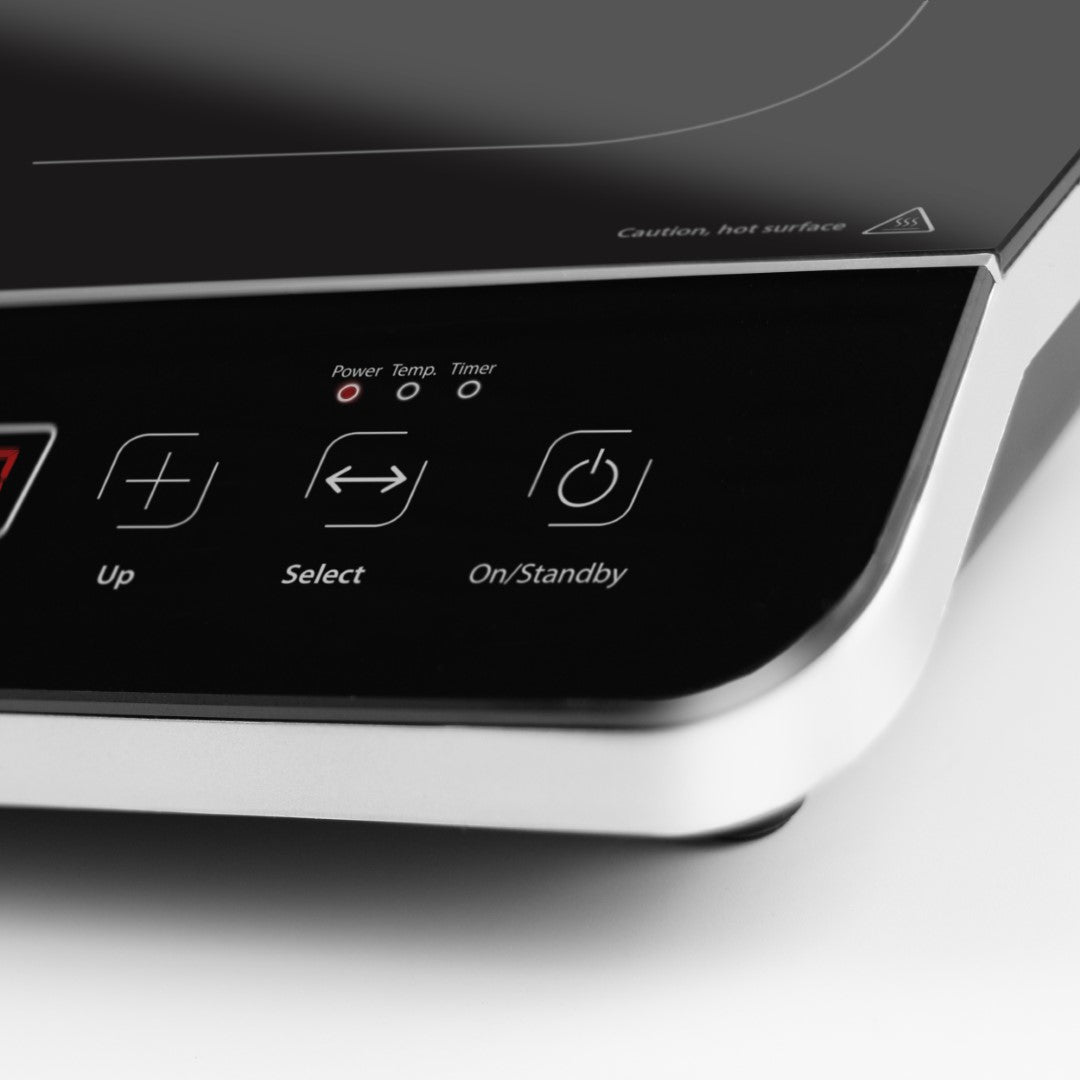 Caso Touch Mobile Single Induction Hob, 2000W, 10 power levels, 10 Temperature levels, Glass ceramic surface , Safe thanks to automatic pot detection, Fast and energy saving. Caso Design Product