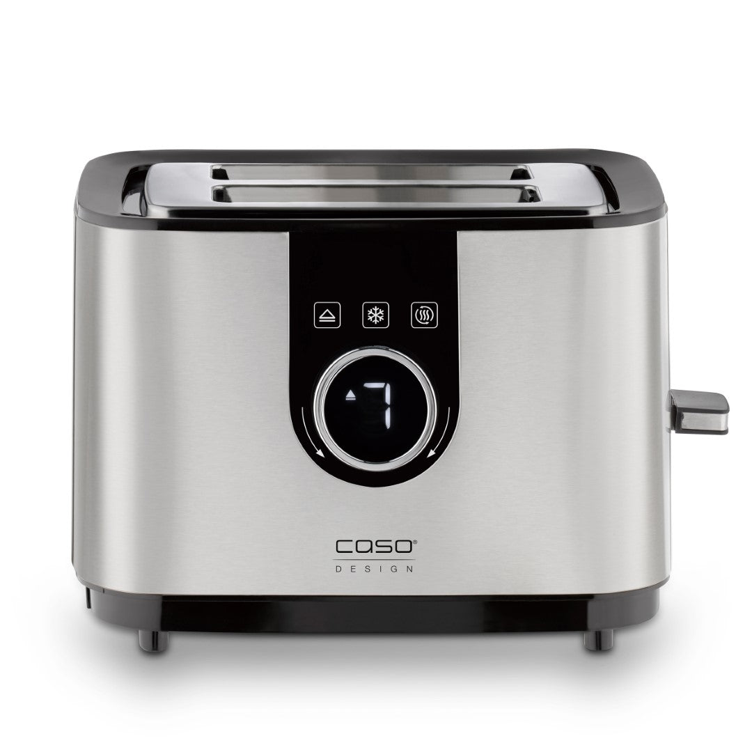 محمصة توستر مختارة من كاسو مزودة بشاشة رقمية، 2 شريحة، إعدادات مثالية لمستوى التحميص مع 7 مستويات، سهولة الاستخدام بفضل لوحة التحكم التي تعمل باللمس والمقبض الدوار  منتج تصميم كاسو ديزاين، الأردن