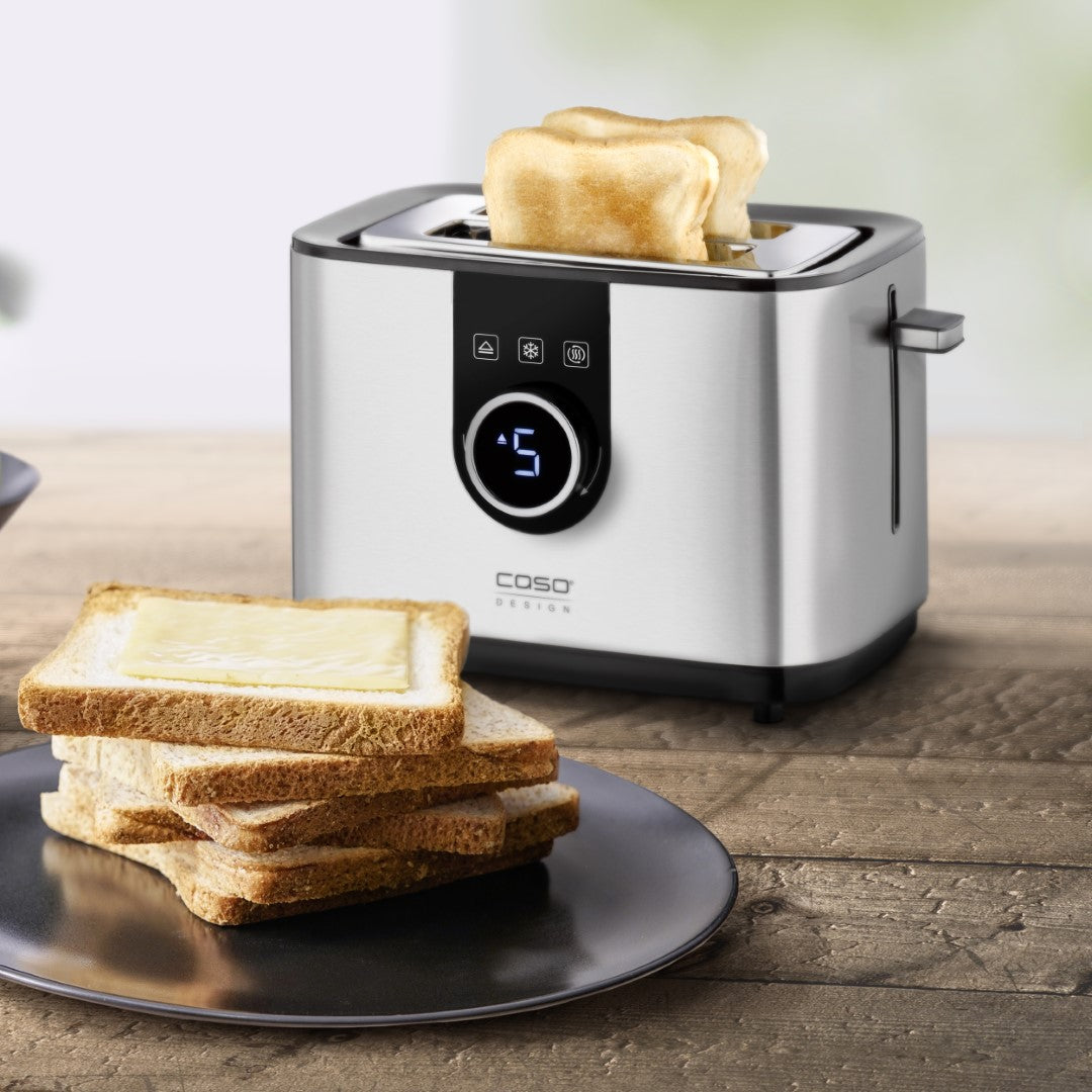 Caso Selection Toaster With Digital Screen, 2 Slices, Optimal toasting level setting with 7 levels, Easy handling due to touch control panel and rotary knob.  Caso Design Product