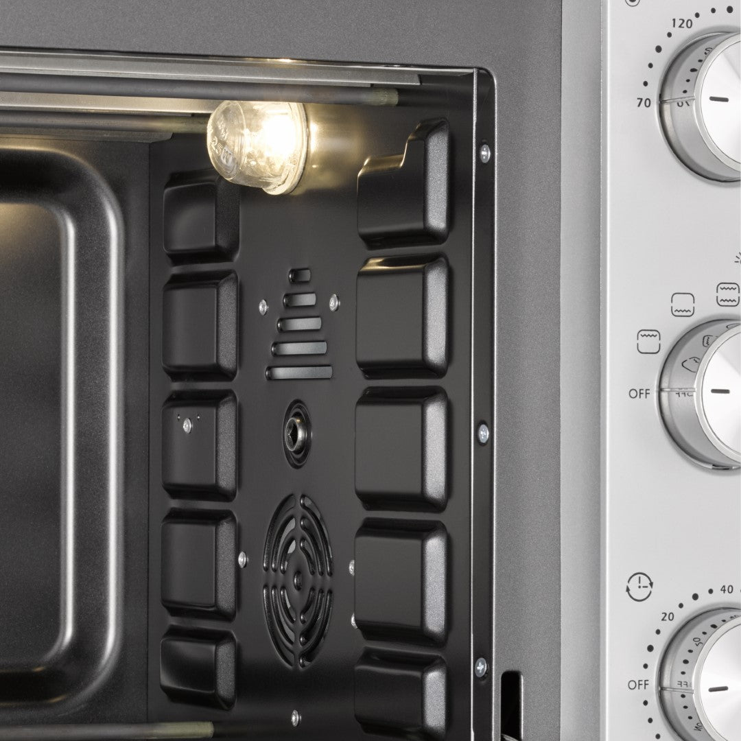 Caso Classic Oven, 32 Liter , 5 functions: Top and bottom heat, bottom heat, top heat, convection, and grill and revolving spit, 4 levels of insertions, Stainless Steel. Caso Design Product