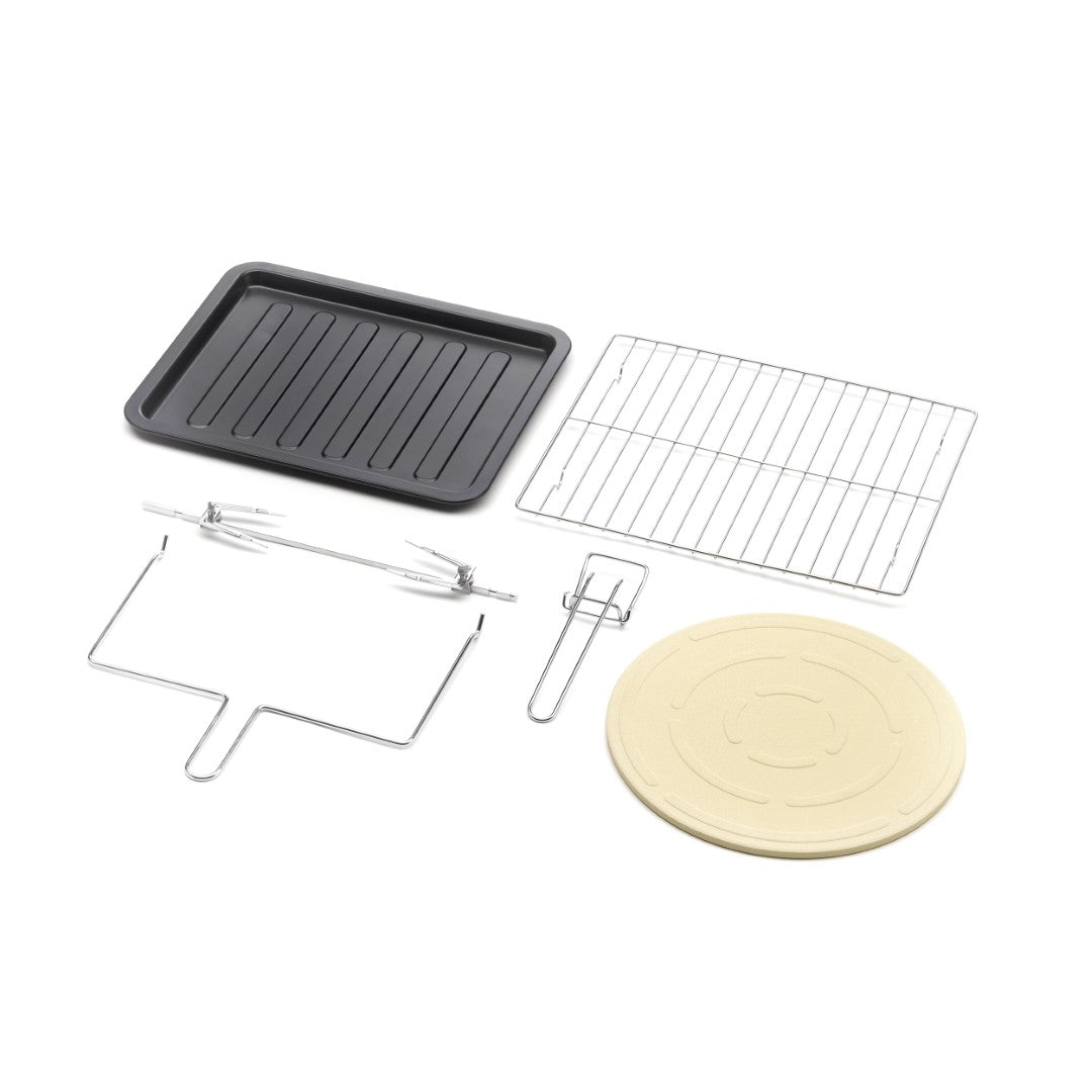 Caso Classic Oven, 32 Liter , 5 functions: Top and bottom heat, bottom heat, top heat, convection, and grill and revolving spit, 4 levels of insertions, Stainless Steel. Caso Design Product