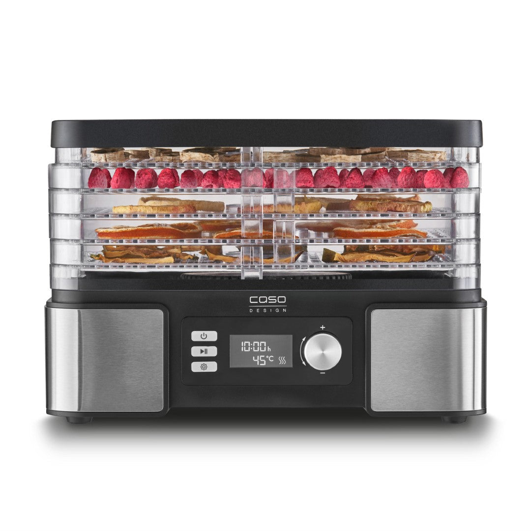 Caso Food Dehydrator , Temperature adjustable from 30 °C to 70 °C (in 5 °C increments), For drying and preserving of fruit, vegetables, herbs, mushrooms, meat, nuts, grains, seeds. Caso Design Product