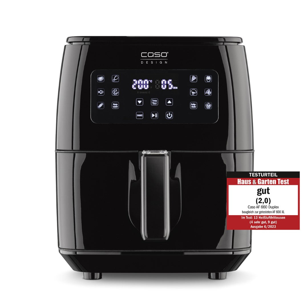 Caso Air Fryer Xlarge, 1700W, 6.4 Liter, Extra Large Basket Volume: 7L, Steamer & AirFryer, 3 in 1 Hot Air Fryer, 10 Preset Programs , Black. Caso Design Product