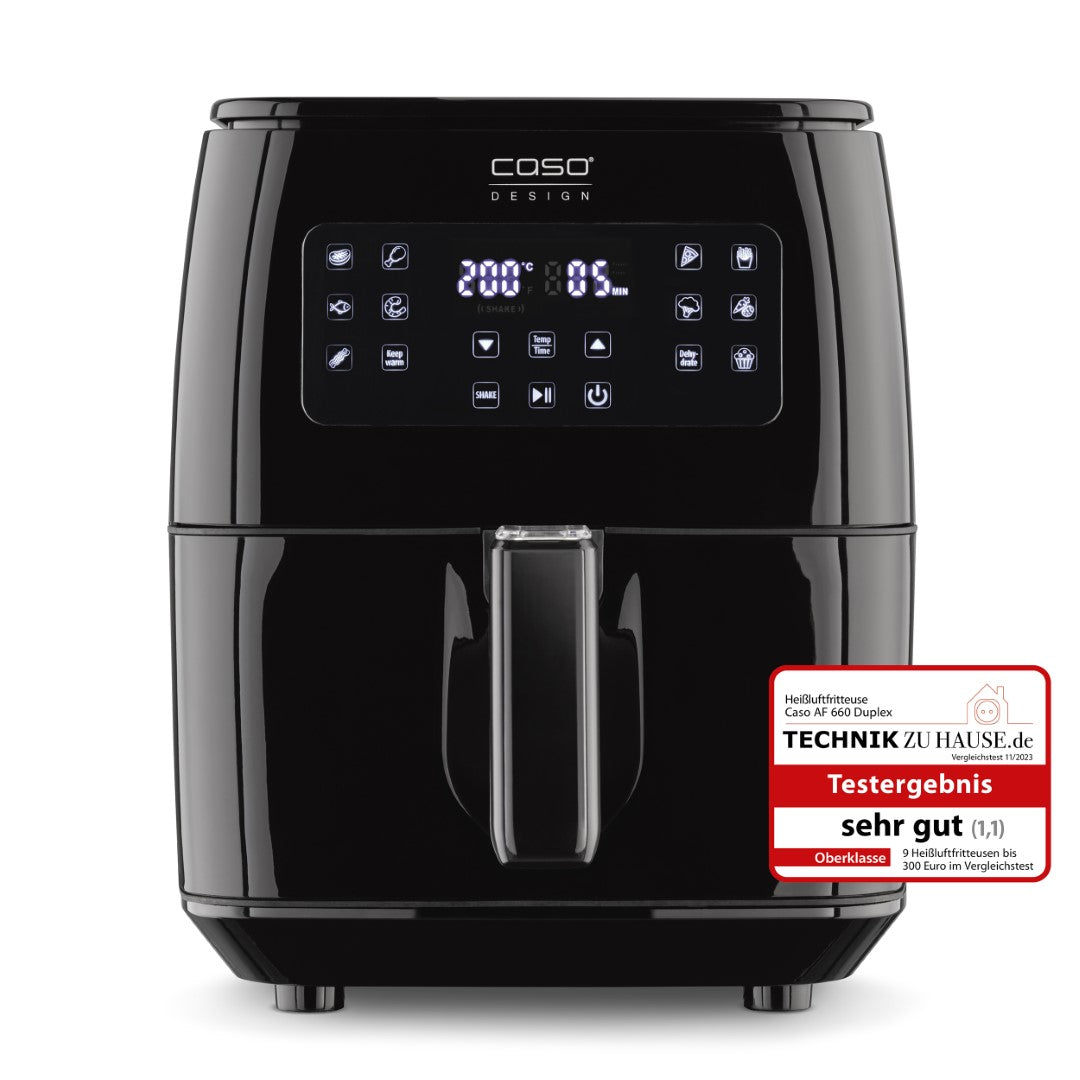 Caso Air Fryer Xlarge, 1700W, 6.4 Liter, Extra Large Basket Volume: 7L, Steamer & AirFryer, 3 in 1 Hot Air Fryer, 10 Preset Programs , Black. Caso Design Product
