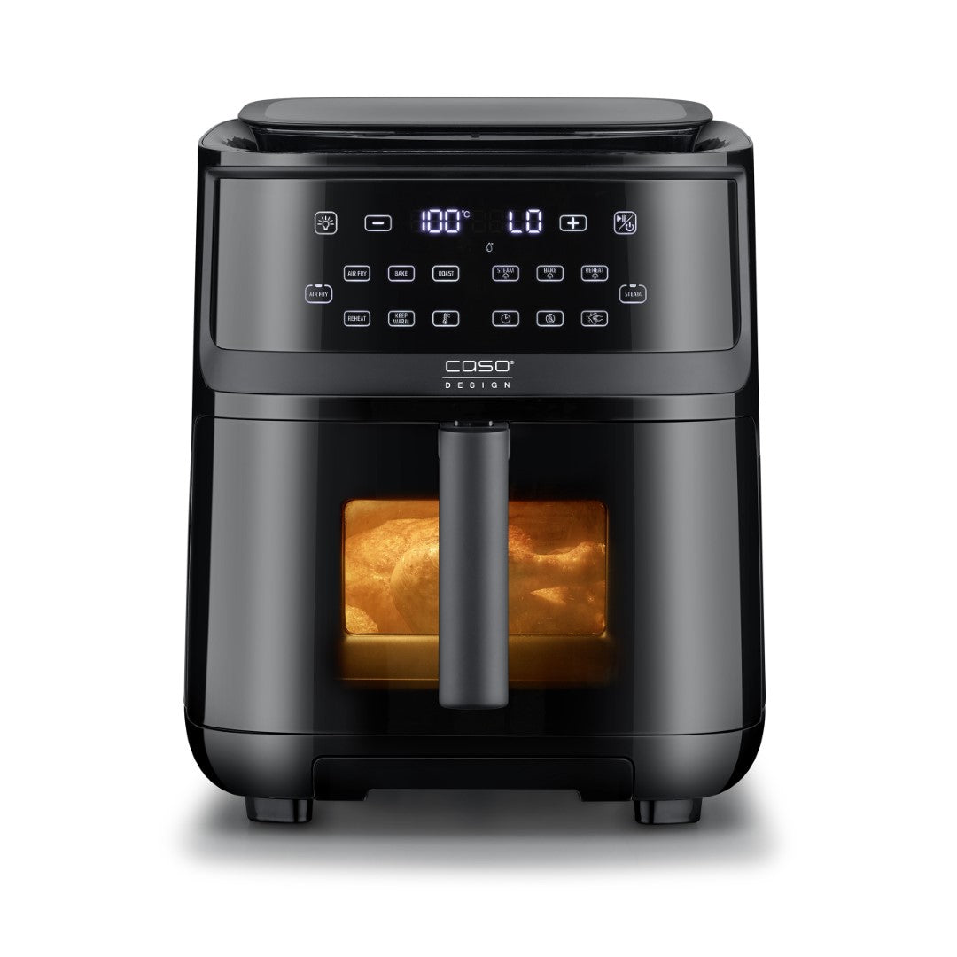 Caso Air Fryer Xlarge With Window & Steamer, 1700W, 7 Liter Capacity, Touch Control, Removable Frying Basket, Dishwasher Safe, 12 Automatic Programs , Black . Caso Design Product