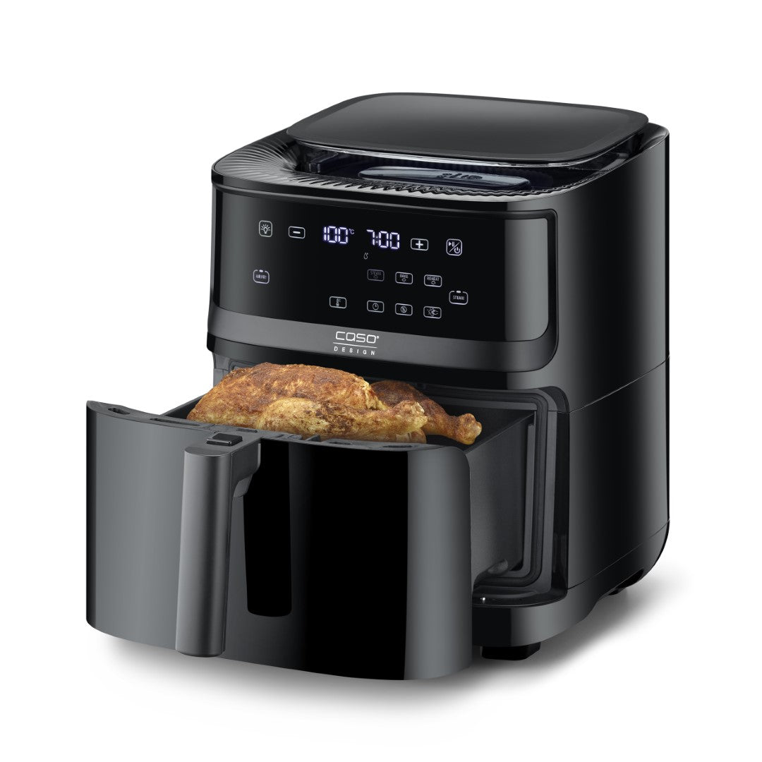 Caso Air Fryer Xlarge With Window & Steamer, 1700W, 7 Liter Capacity, Touch Control, Removable Frying Basket, Dishwasher Safe, 12 Automatic Programs , Black . Caso Design Product