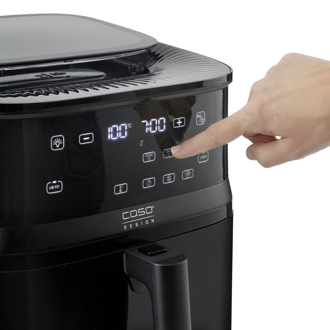 Caso Air Fryer Xlarge With Window & Steamer, 1700W, 7 Liter Capacity, Touch Control, Removable Frying Basket, Dishwasher Safe, 12 Automatic Programs , Black . Caso Design Product
