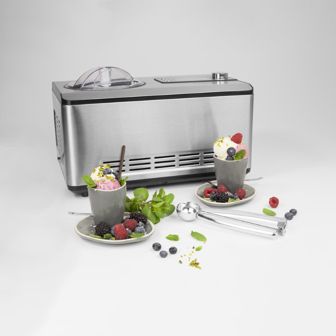 Caso Ice Cream And Yogurt Maker With Compressor Technology, no pre-refrigeration required, 4 Programs, Produces up to 2 liters of ice cream, sorbet or yougurt. Caso Design Product