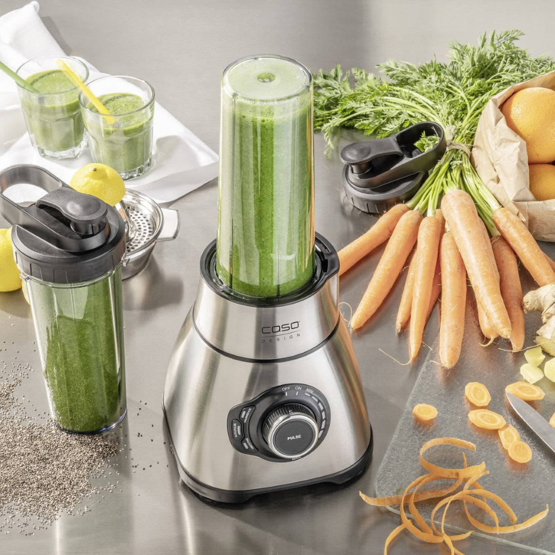 Caso Blender Set With Accessories: Drinking Bottle and Chopper , 1800W, Large Mixing Container 1.75L Stainless Steel Housing. Caso Design Product