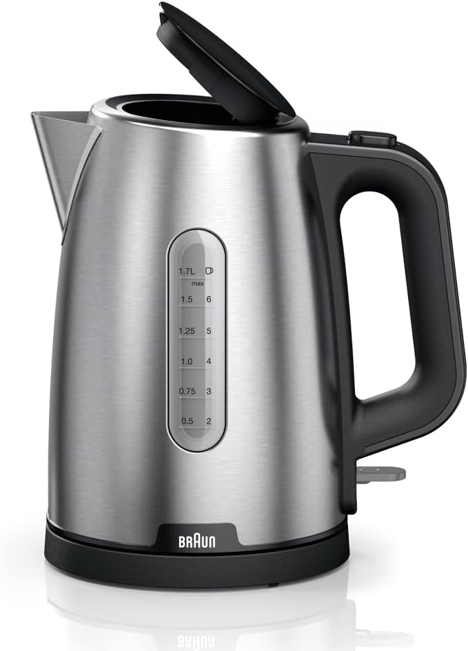 Braun PurShine Water kettle, 2200 Watts, 1.7L Capacity, Black, Stainless Steel