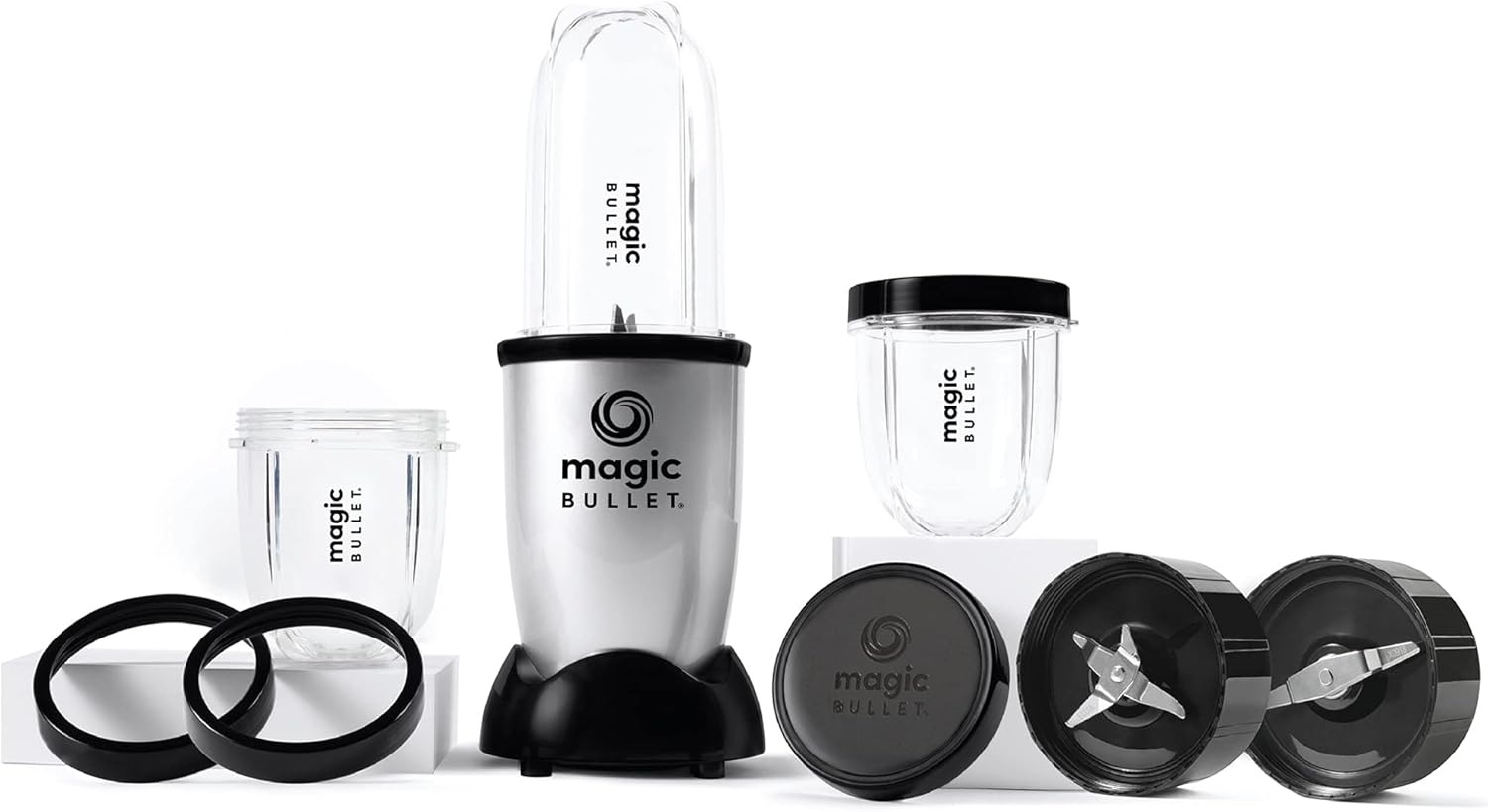 Nutribullet Magic Bullet 400W 9-Piece Set High-Speed Blender & Food Processor System- Silver