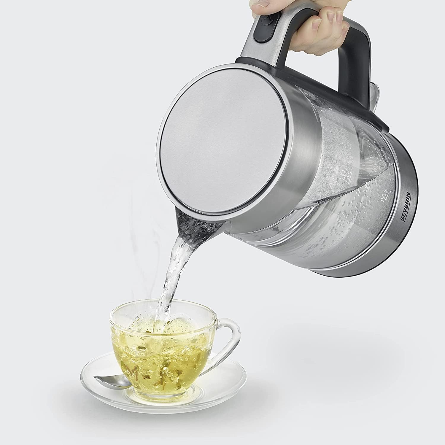 Severin Glass Electric Kettle 1.7 L 2200w Black, Stainless Steel