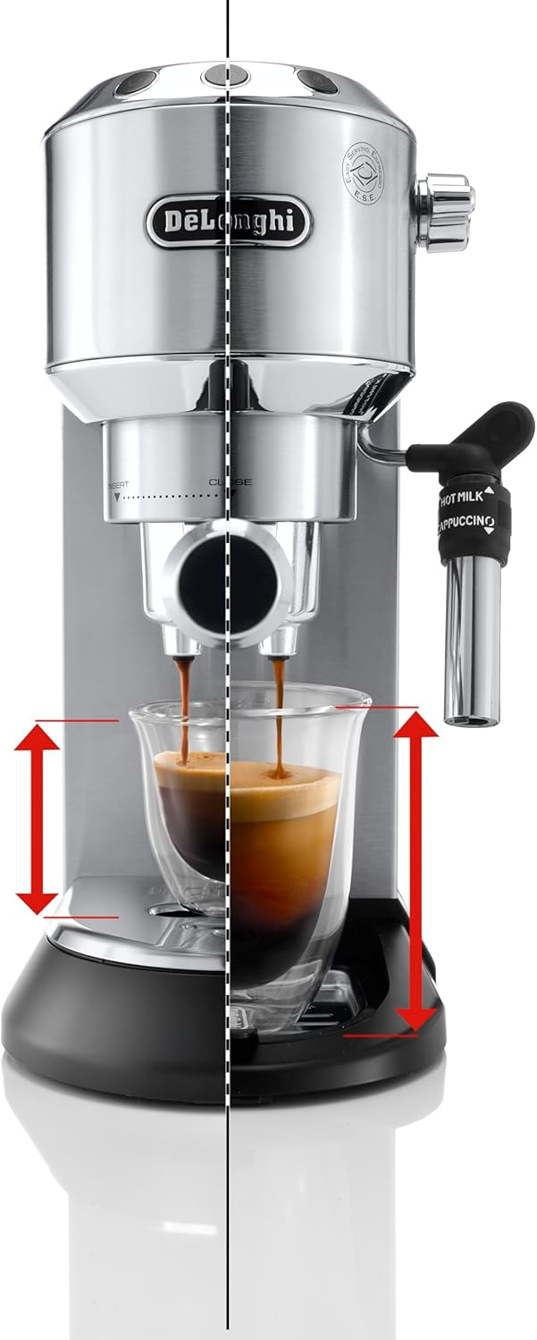 DeLonghi EC685.M DEDICA 15-Bar Pump Espresso Machine Coffee Maker, 220 Volts, Stainless Steel