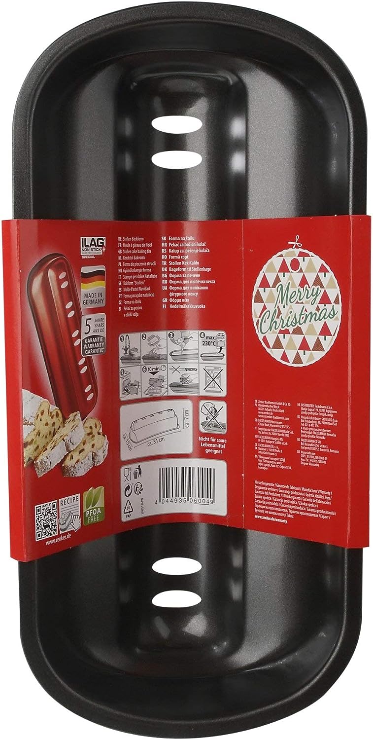 Zenker "Sparkling Christmas" Stollen Baking Mould, Red/Black
