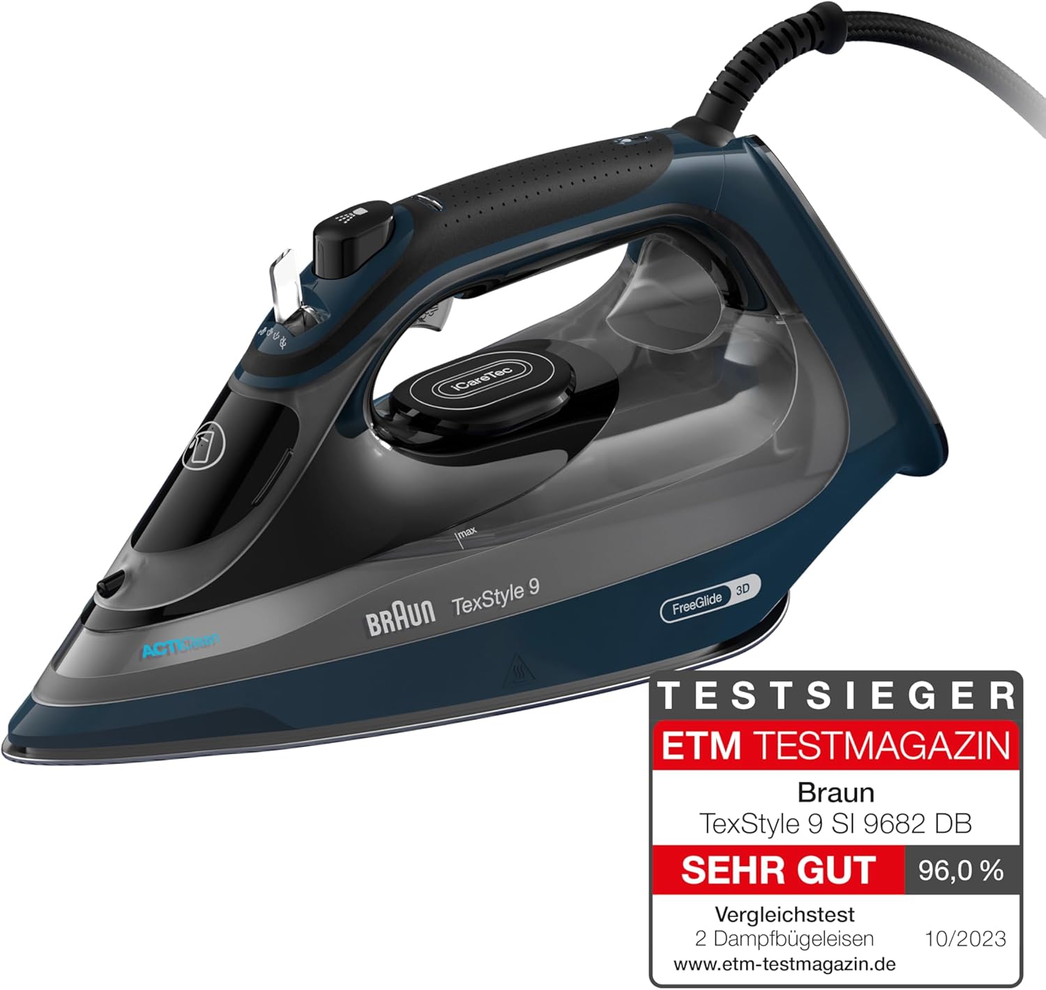 Braun TexStyle 9 SI9682DB | FreeGlide 3D Steam Iron | 3200W | Blue