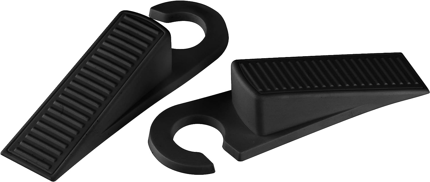 Fackelmann Door Stopper With Hook, Rubber, 128X40X27 mm, Black (Set Of 2)