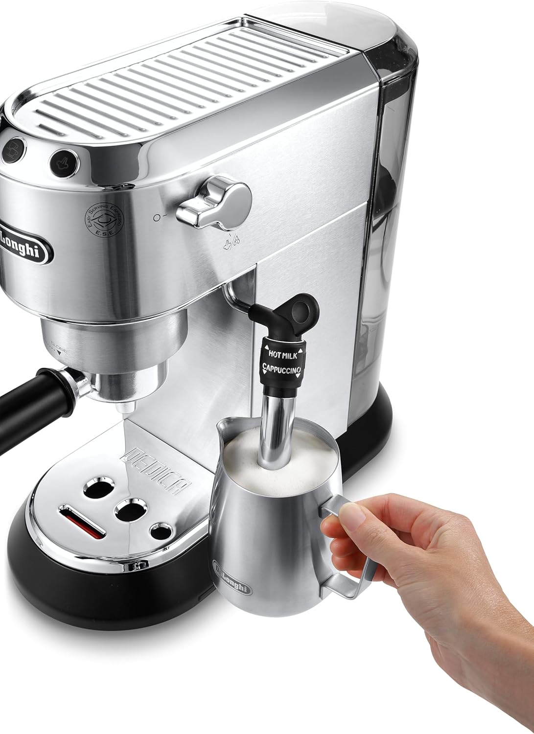 DeLonghi EC685.M DEDICA 15-Bar Pump Espresso Machine Coffee Maker, 220 Volts, Stainless Steel