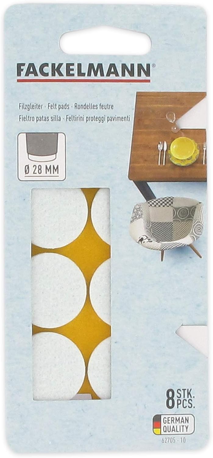 Fackelmann Felt Pads, Ø28 mm, White (Set Of 8)