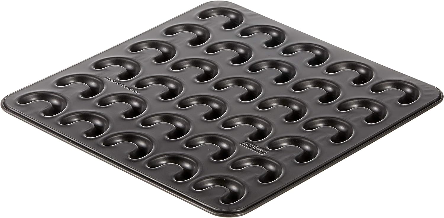 Zenker "Sparkling Christmas" Vanilla Crescent Baking Tray, For 30 Cookies, Black