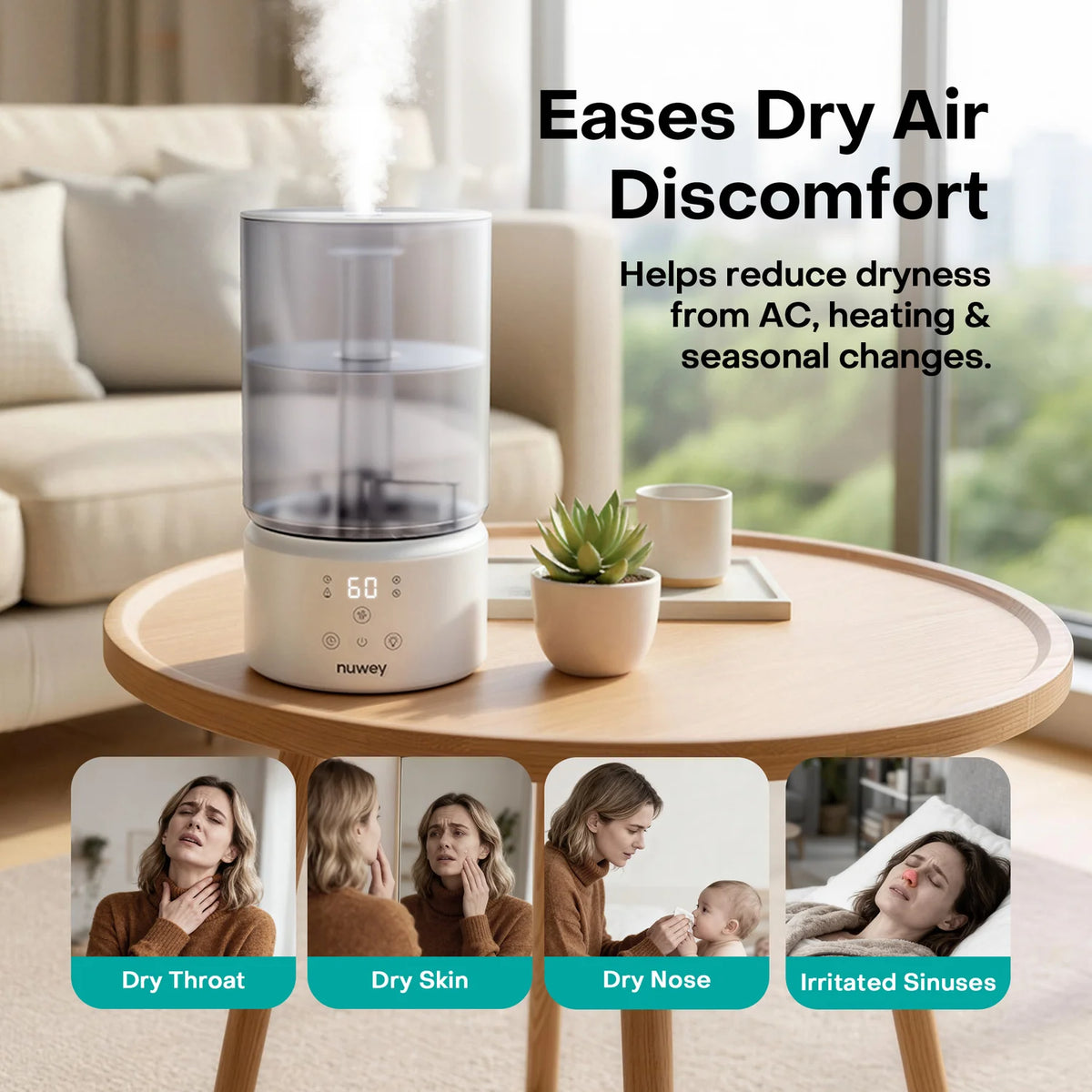 Nutricook Hm330 Nuwey Ultrasonic Humidifier Large 4l Tank – Provides Up To 60 Hours