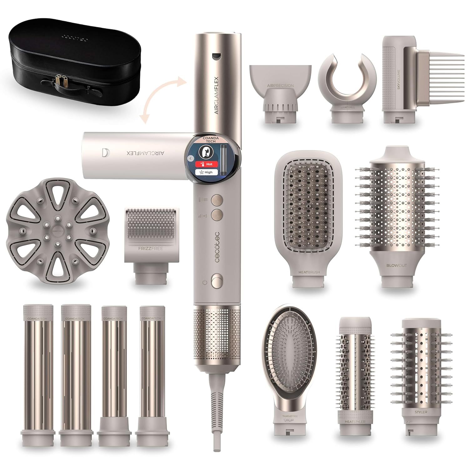 Cecotec AirGlisse 14in1 Flex | Hair Styler & Dryer | 1400W | Champagne