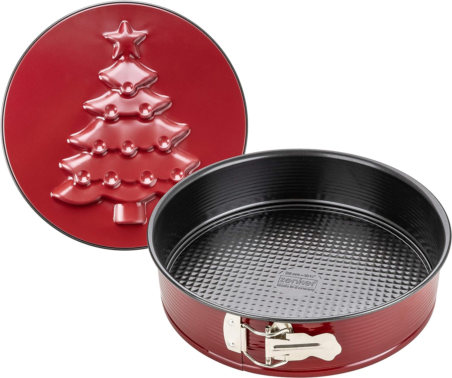 Zenker "Sparkling Christmas" Springform With Flat And Motive Base Steel With Nonstick Coating, Red/Black