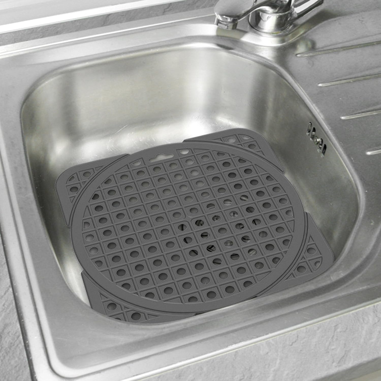 Fackelmann Sink Mat, Plastic, 30X30 cm, Grey/White